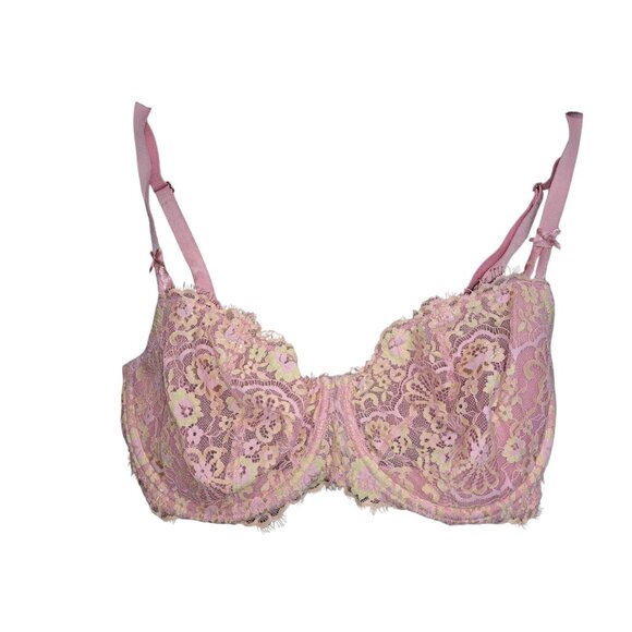 Victoria Secret Dream Angels Bra 36DDD F80 Pink Lace Floral Push Up Unlined - Picture 1 of 6